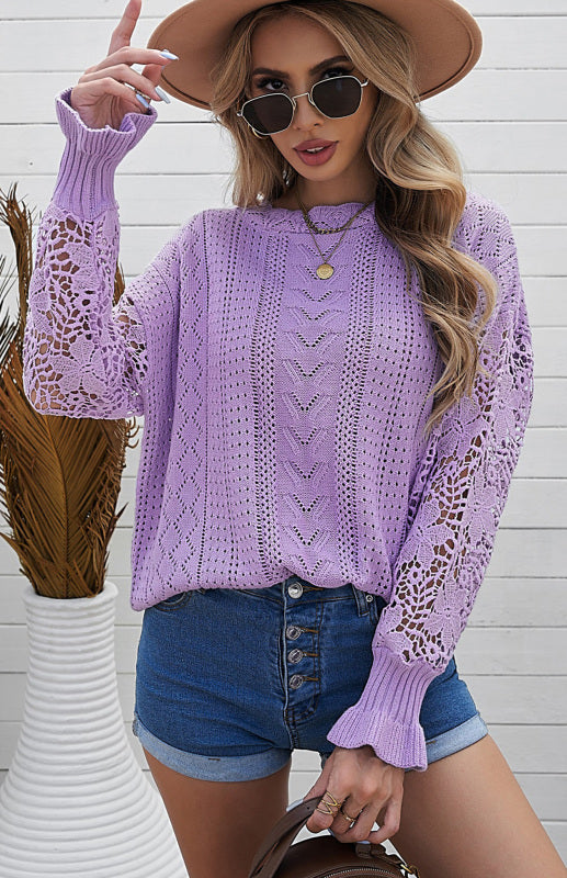 Cutout Petal Long Sleeve Sweater