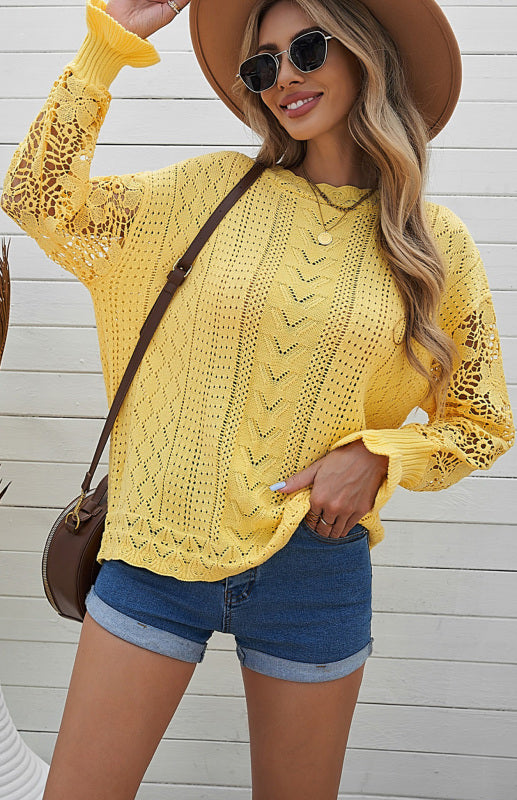 Cutout Petal Long Sleeve Sweater