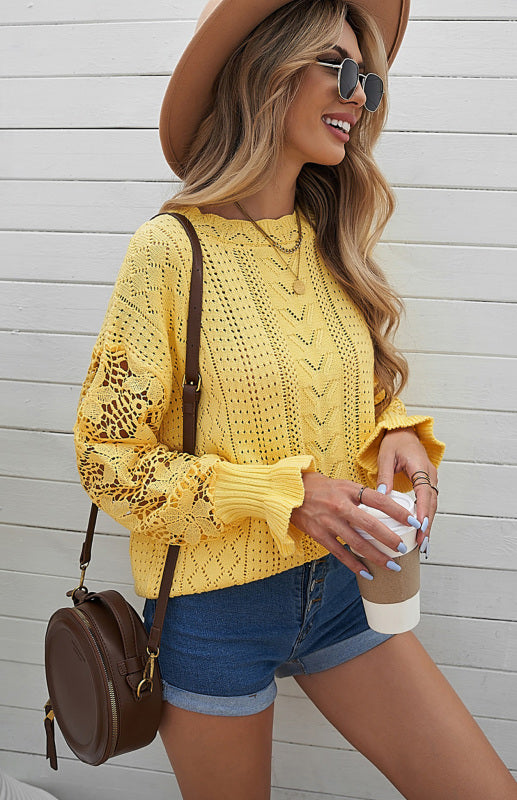 Cutout Petal Long Sleeve Sweater