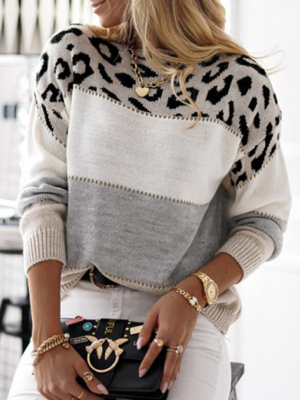 Crew Neck Color blocked Drop Shoulder Sweater