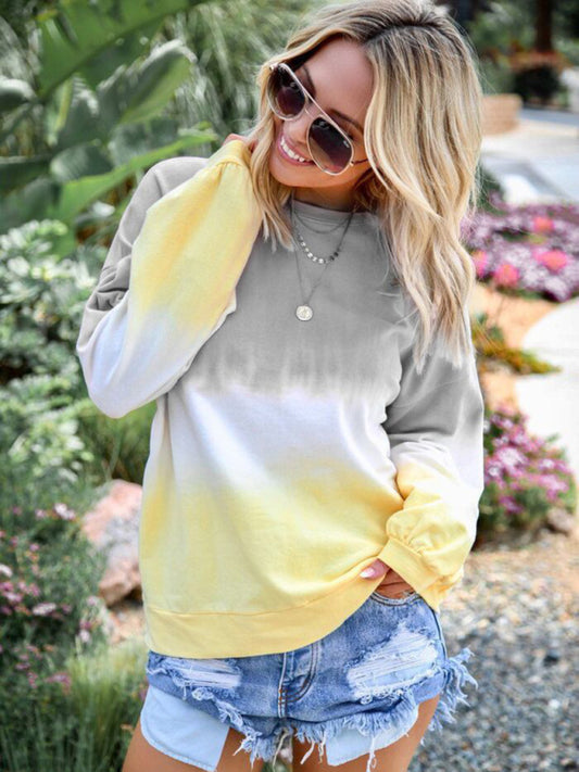 Women’s Tie Dye Long Sleeve Crew Neck Sweatshirt