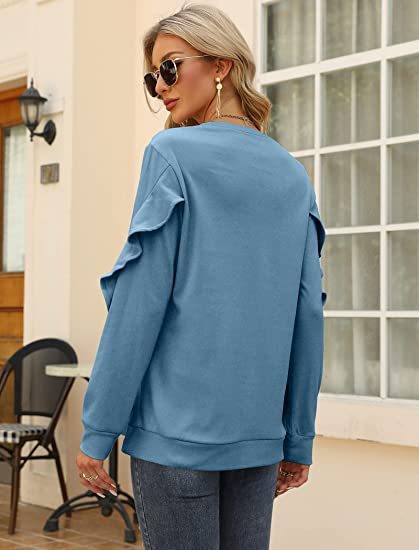 Round Neck Sweater Pleated Top