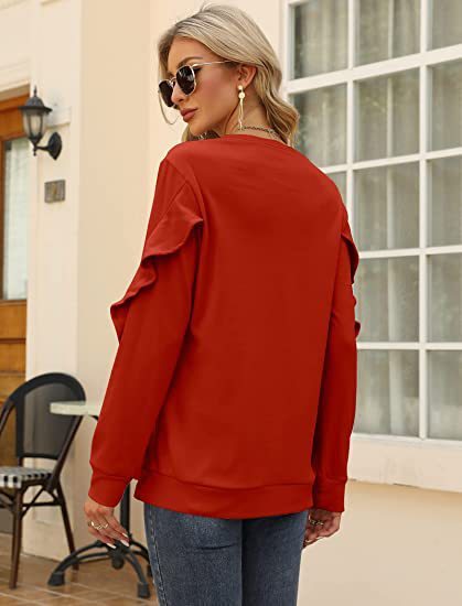 Round Neck Sweater Pleated Top