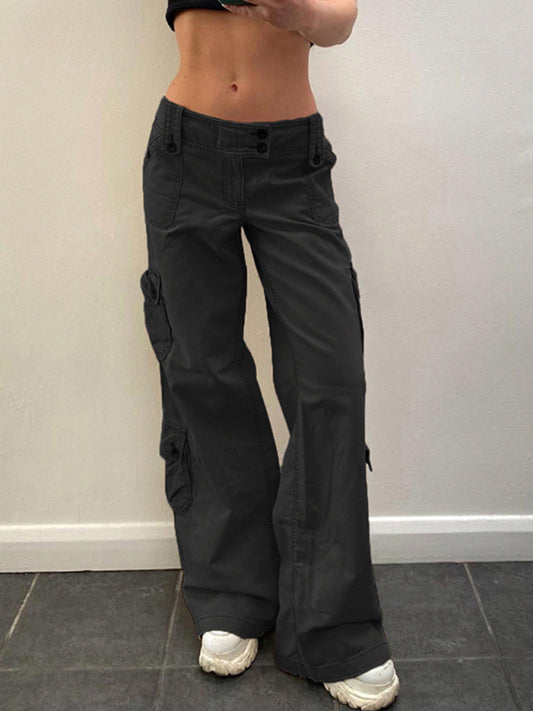 Women's Solid Color Curve Oversize Cargo Trousers