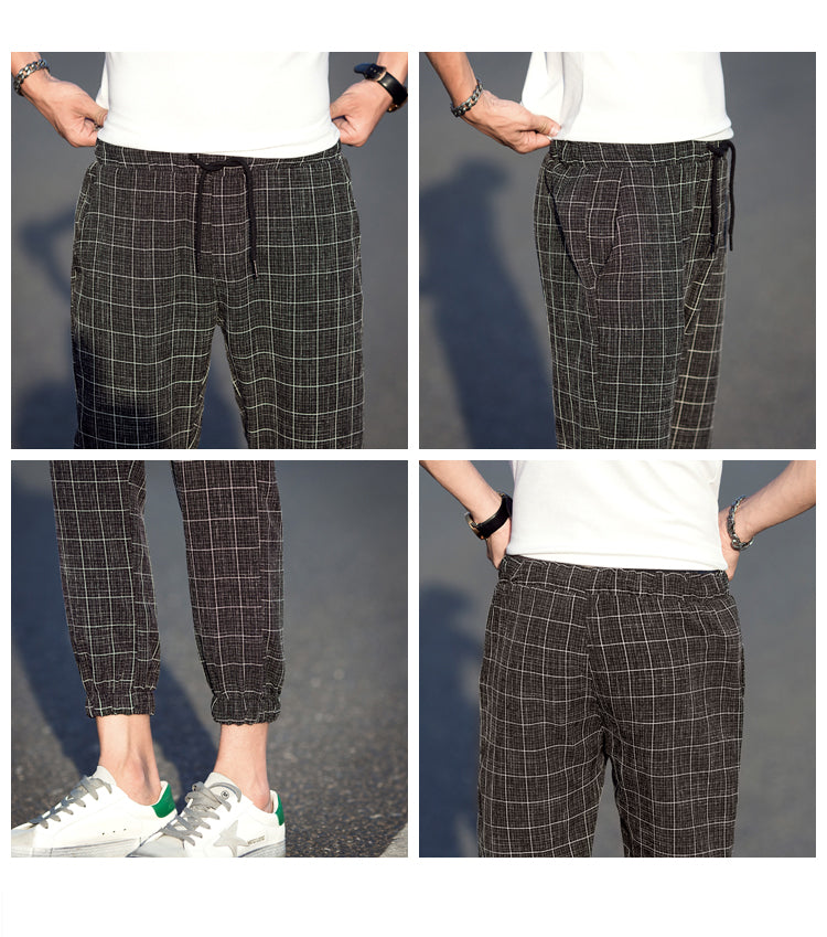 Casual Ankle-Length Plaid Jogger Style Pants